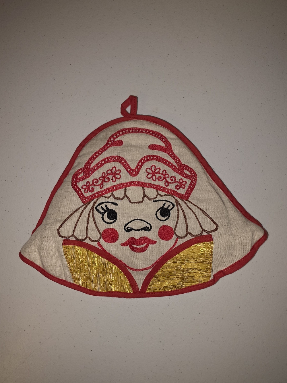 Vintage Russian Nesting Doll Embroidered Tea Cozy / Kettle Cover Matryoshka